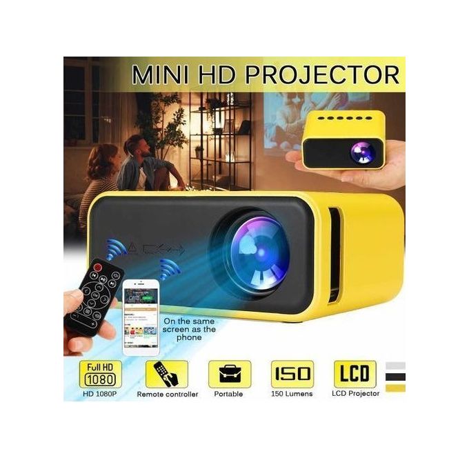 YT500 Mini 3D 1080P 4K LED Projector - Yellow/Black image 1