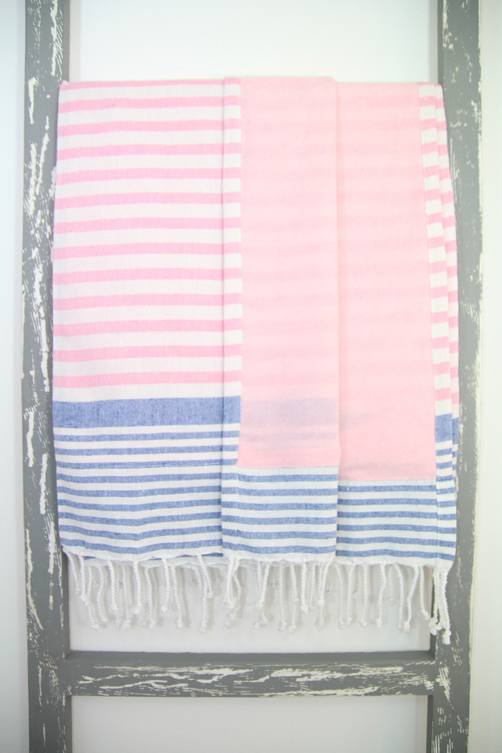 Fouta Towel – Pink & Blue African Kikoy image 1