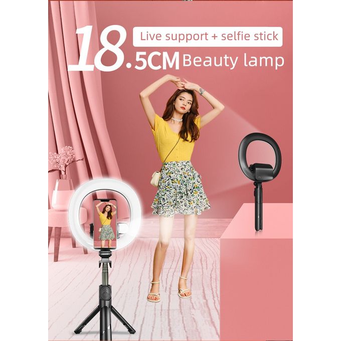 7.5 Inch+ Small Dual Ring Light Selfie Stick image 1