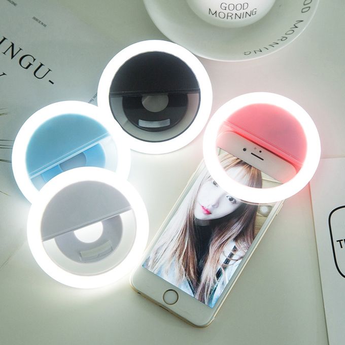 Portable USB Charge Clip-on LED Ring Selfie Light For-Blue image 1