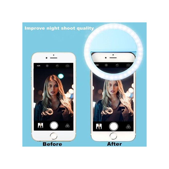 USB Rechargeable LED Selfie Ring Light For IPhone Samsung Xiaomi Huawei Phone Clip Round Circle Portable Mini Ringlight FlashBlack image 1