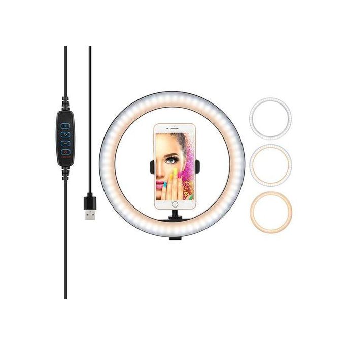 Led Ring Light With Cell Phone Mobile Holder Ringlight 26 Cm Selfie Light image 1