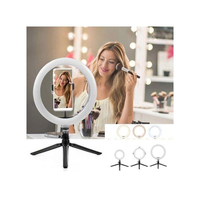 Practical 10-Inch LED Ring Selfie Light Dimmable Photography Lighting Kit USB Rechargeable Light with Tripod for Live Video image 1