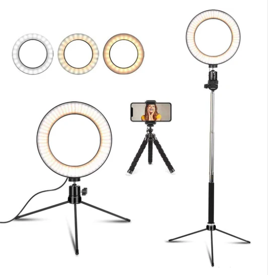 12 Inch LED Dimmable Selfie Ring Light with Tripod Stand & Cell Phone Holder image 1