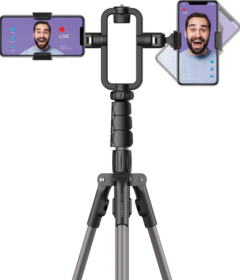 MOMAX V.Log Livestream dimmable LED Ring Light 12" with Stretchable Tripod Stand 3 Phone Holder Annular Lamp for Selfie/Makeup/Live Stream/Video/Vlog/Camera/Photo Shooting FL3D+TR9 image 1