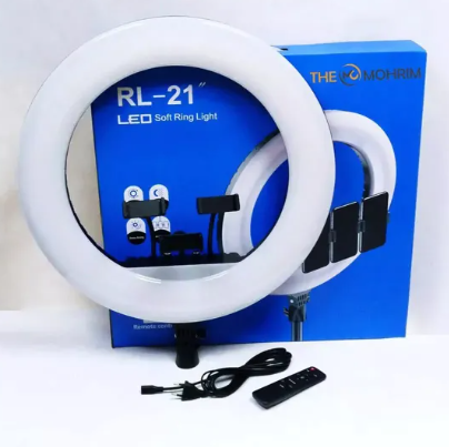 21 inch LED Ring Light with Tripod | 3 Phone Holders Remote Control image 1