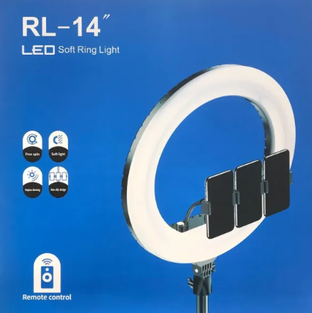 14 inch LED Ring Light with Tripod | 3 Phone Holders Remote Control image 1