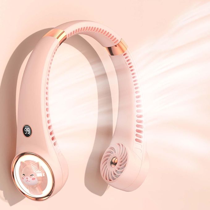 Portable Hands Free Mini USB Rechargeable Fan Pink image 1